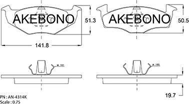 Akebono AN-4314K - Brake Pad Set, disc brake car-mod.net