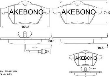 Akebono AN-4312WK - Brake Pad Set, disc brake car-mod.net
