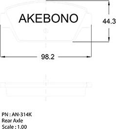 Akebono AN-314K - Brake Pad Set, disc brake car-mod.net
