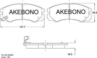 Akebono AN-386WKE - Brake Pad Set, disc brake car-mod.net