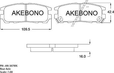 Akebono AN-387WKE - Brake Pad Set, disc brake car-mod.net