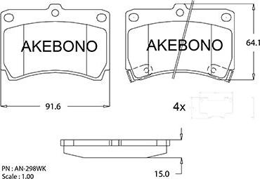 Akebono AN-298WKE - Brake Pad Set, disc brake car-mod.net