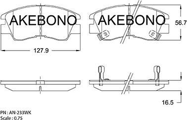 Akebono AN-233WKE - Brake Pad Set, disc brake car-mod.net