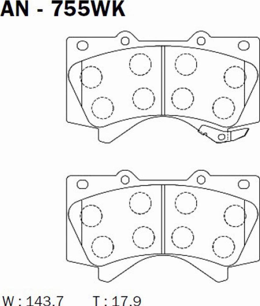 Akebono AN-755WK - Brake Pad Set, disc brake car-mod.net