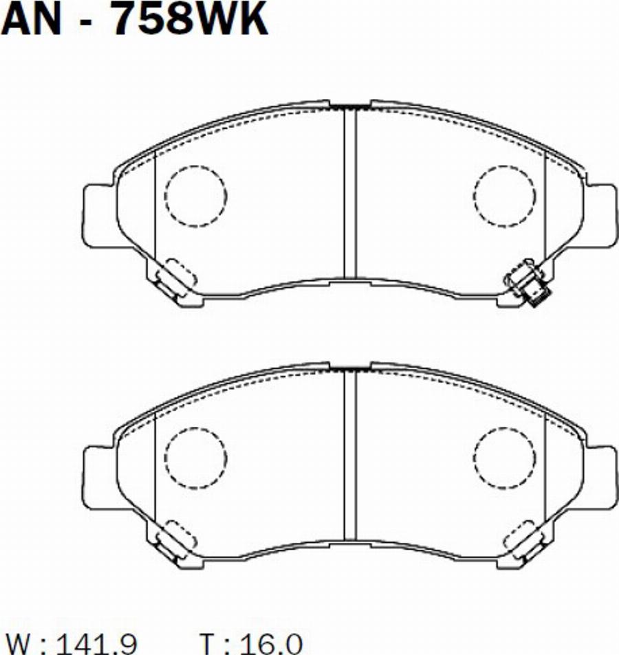 Akebono AN-758WK - Brake Pad Set, disc brake car-mod.net