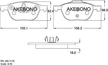 Akebono AN-717K - Brake Pad Set, disc brake car-mod.net