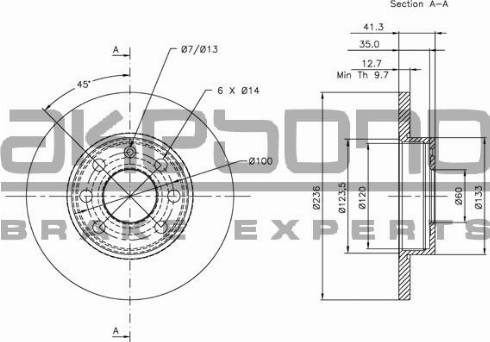 Akebono BN-0043E - Brake Disc car-mod.net