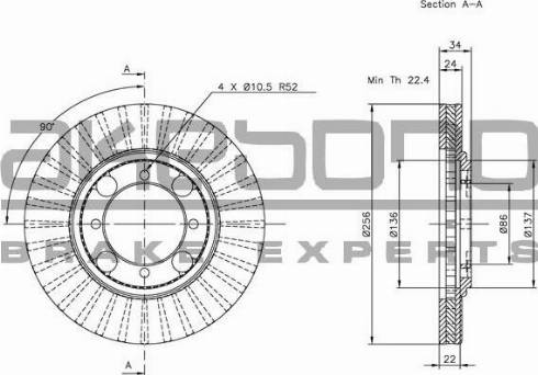 Akebono BN-1320 - Brake Disc car-mod.net