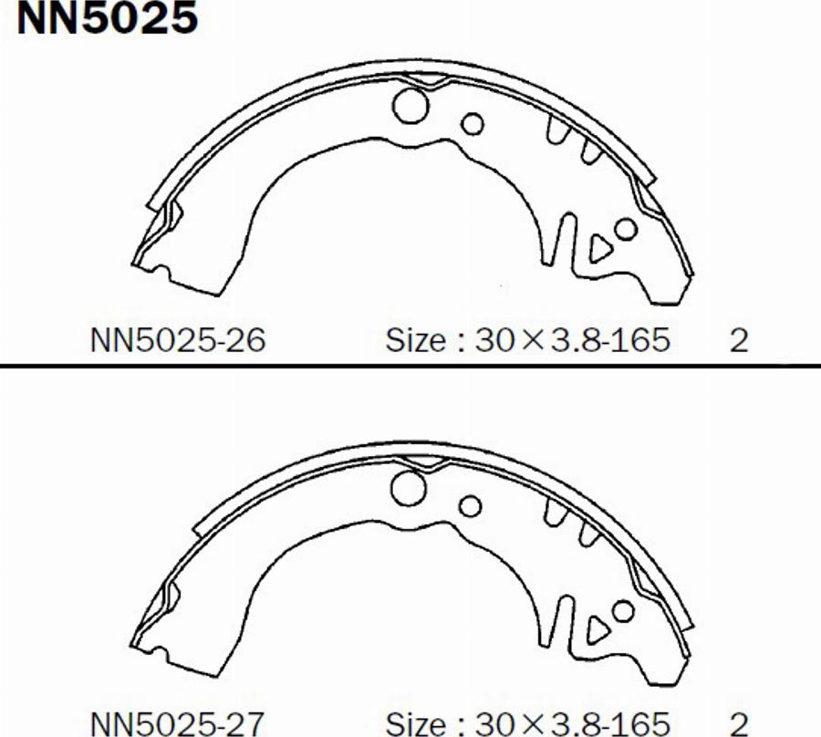 Akebono NN5025 - Drum Brake Shoe Set car-mod.net