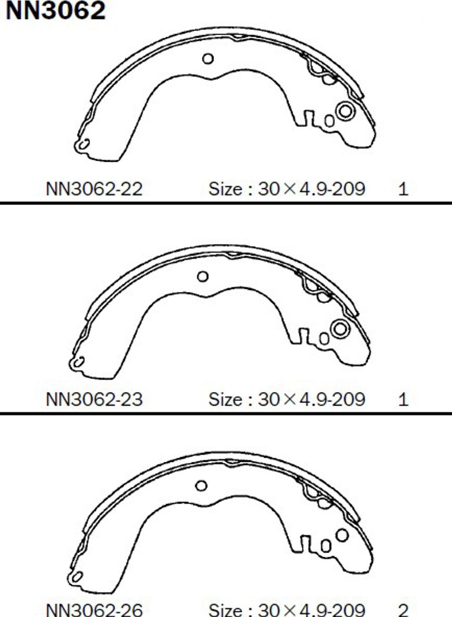 Akebono NN3062 - Drum Brake Shoe Set car-mod.net