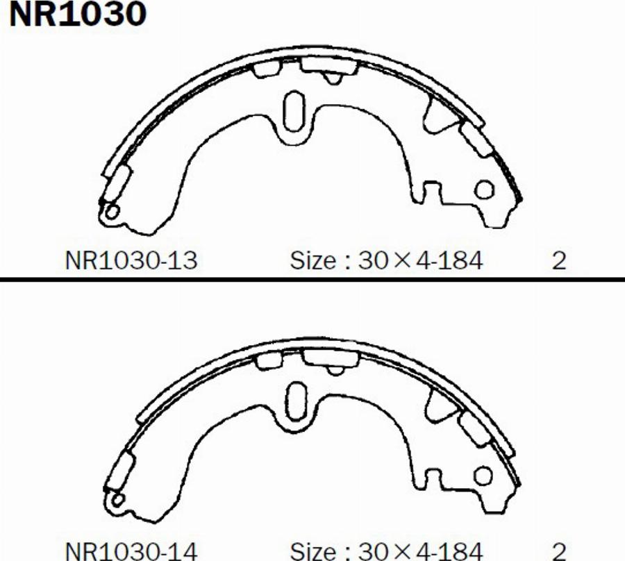 Akebono NR1030 - Drum Brake Shoe Set car-mod.net