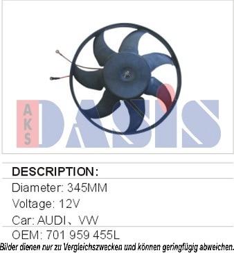 AKS Dasis 048500N - Electric Motor, radiator fan car-mod.net