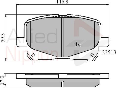 ALLIED NIPPON ADB0904 - Brake Pad Set, disc brake car-mod.net