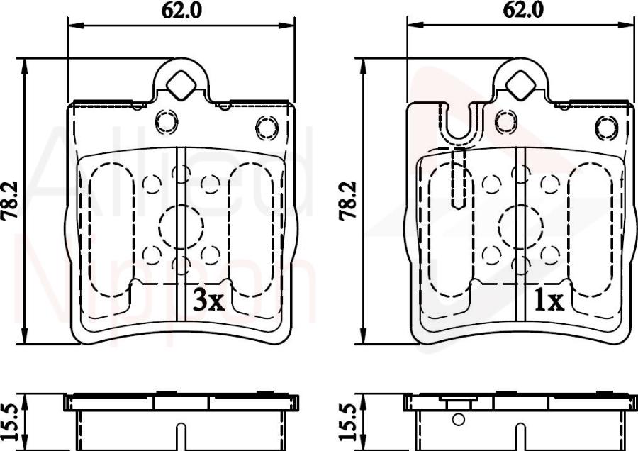 ALLIED NIPPON ADB0915 - Brake Pad Set, disc brake car-mod.net