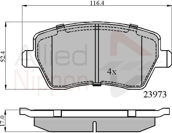 ALLIED NIPPON ADB 0984 - Brake Pad Set, disc brake car-mod.net