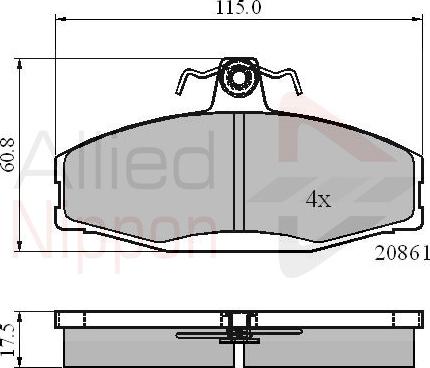 ALLIED NIPPON ADB0928 - Brake Pad Set, disc brake car-mod.net