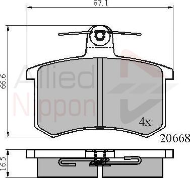 ALLIED NIPPON ADB0558 - Brake Pad Set, disc brake car-mod.net