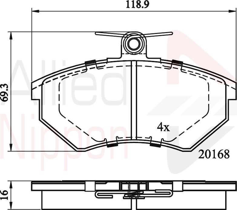 ALLIED NIPPON ADB0152 - Brake Pad Set, disc brake car-mod.net