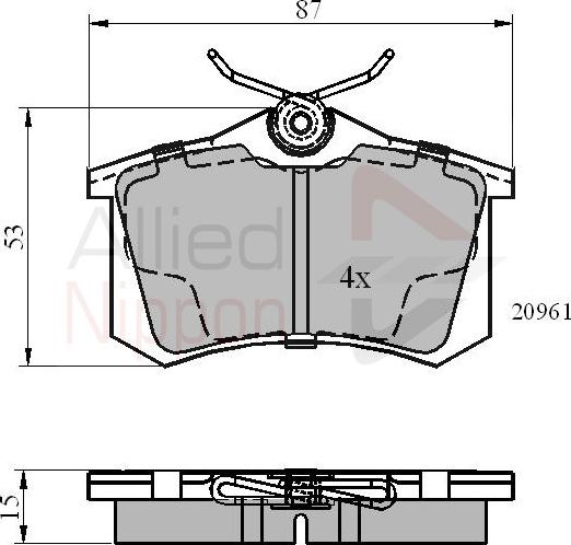 ALLIED NIPPON ADB0108 - Brake Pad Set, disc brake car-mod.net