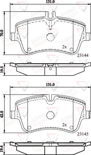 ALLIED NIPPON ADB0854 - Brake Pad Set, disc brake car-mod.net