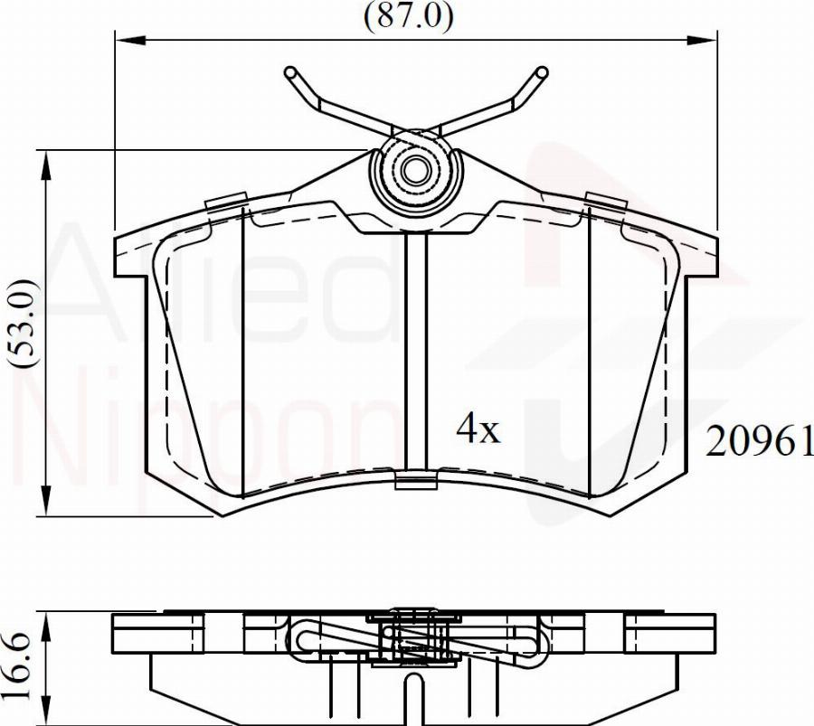 ALLIED NIPPON ADB0797 - Brake Pad Set, disc brake car-mod.net