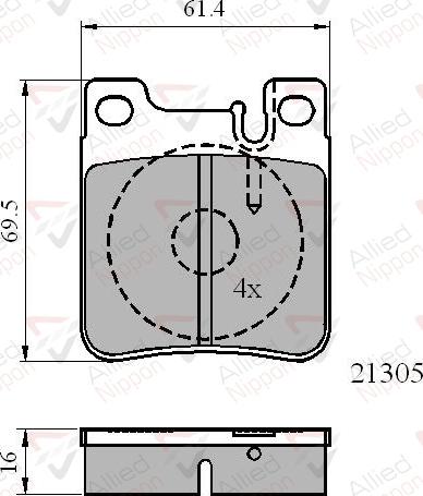 ALLIED NIPPON ADB0702 - Brake Pad Set, disc brake car-mod.net