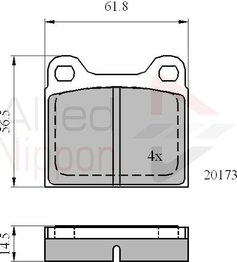 ALLIED NIPPON ADB0731 - Brake Pad Set, disc brake car-mod.net
