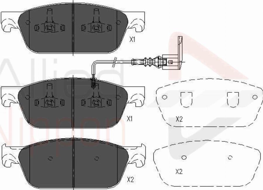 ALLIED NIPPON ADB16002 - Brake Pad Set, disc brake car-mod.net