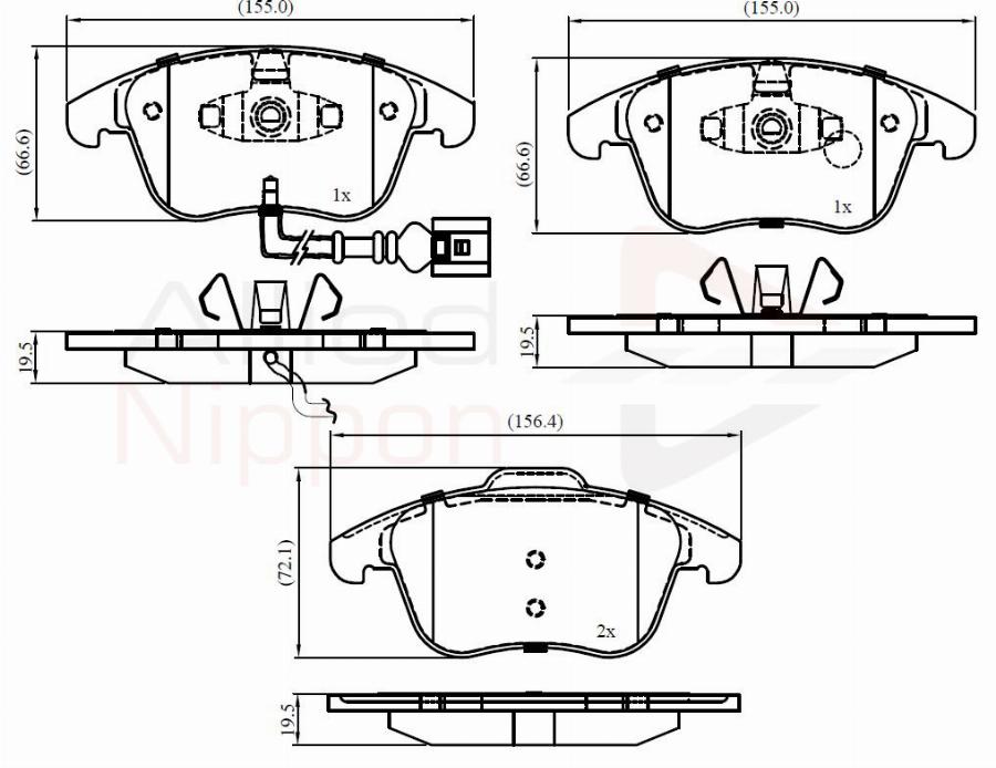 ALLIED NIPPON ADB16022 - Brake Pad Set, disc brake car-mod.net
