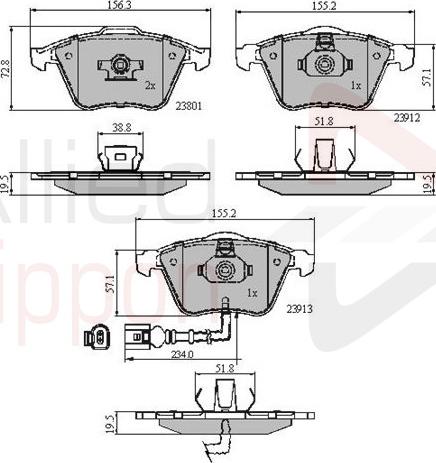 ALLIED NIPPON ADB11628 - Brake Pad Set, disc brake car-mod.net