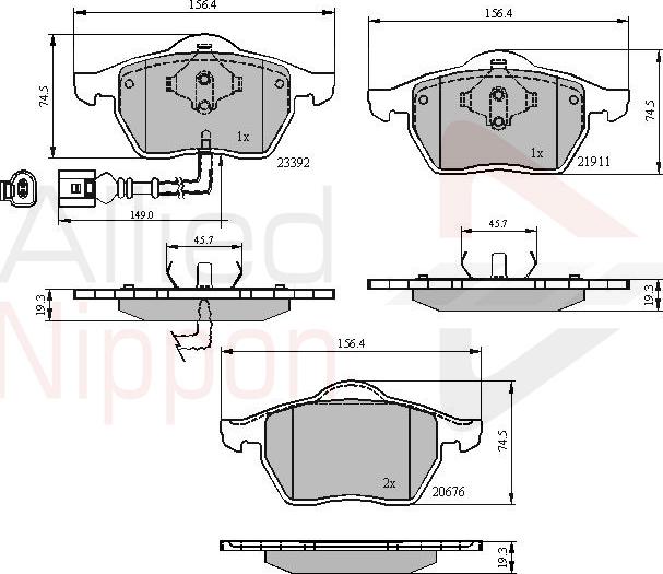 ALLIED NIPPON ADB11111 - Brake Pad Set, disc brake car-mod.net