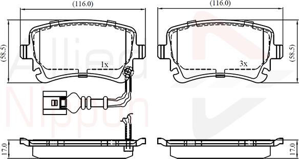 ALLIED NIPPON ADB11313 - Brake Pad Set, disc brake car-mod.net
