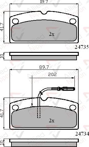 ALLIED NIPPON ADB11796 - Brake Pad Set, disc brake car-mod.net