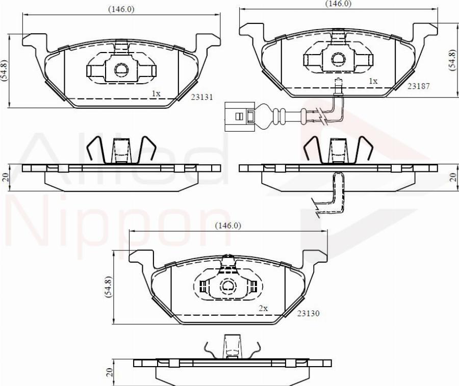 ALLIED NIPPON ADB1851 - Brake Pad Set, disc brake car-mod.net