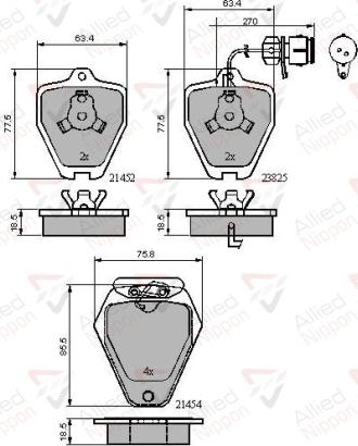 ALLIED NIPPON ADB1884 - Brake Pad Set, disc brake car-mod.net