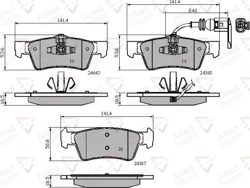 ALLIED NIPPON ADB12015 - Brake Pad Set, disc brake car-mod.net