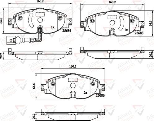 ALLIED NIPPON ADB12158 - Brake Pad Set, disc brake car-mod.net
