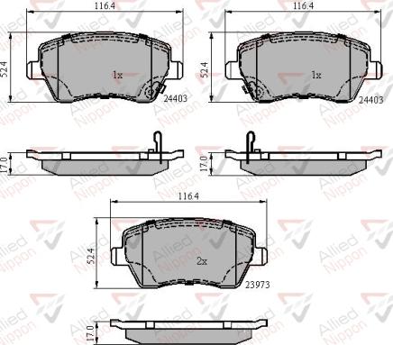 ALLIED NIPPON ADB3984 - Brake Pad Set, disc brake car-mod.net