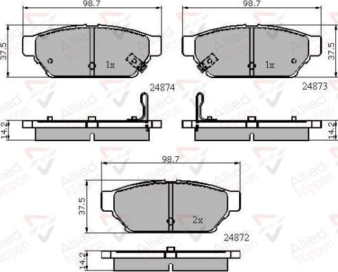 ALLIED NIPPON ADB3405 - Brake Pad Set, disc brake car-mod.net