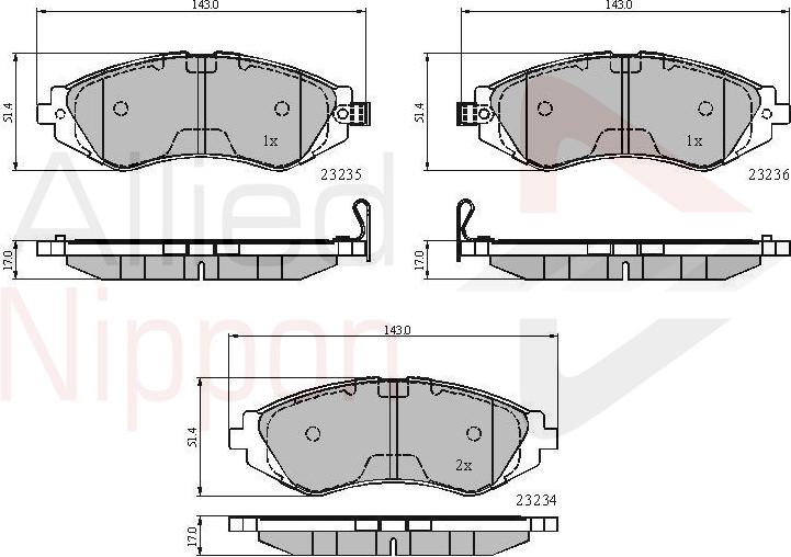 ALLIED NIPPON ADB3435 - Brake Pad Set, disc brake car-mod.net