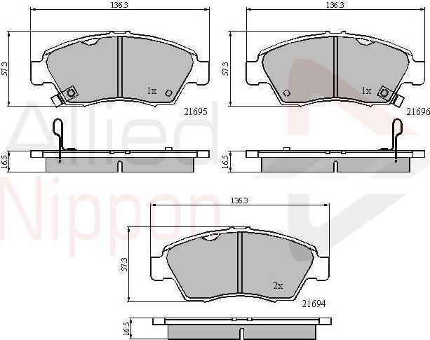 ALLIED NIPPON ADB3555 - Brake Pad Set, disc brake car-mod.net