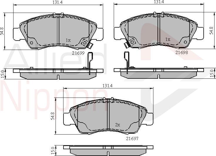 ALLIED NIPPON ADB3556 - Brake Pad Set, disc brake car-mod.net
