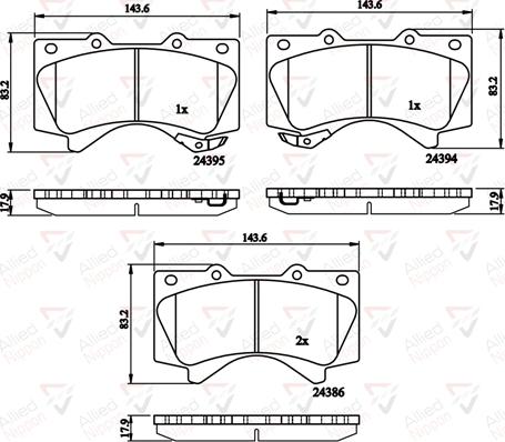 ALLIED NIPPON ADB31661 - Brake Pad Set, disc brake car-mod.net