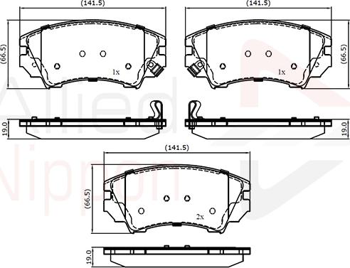 ALLIED NIPPON ADB31680 - Brake Pad Set, disc brake car-mod.net