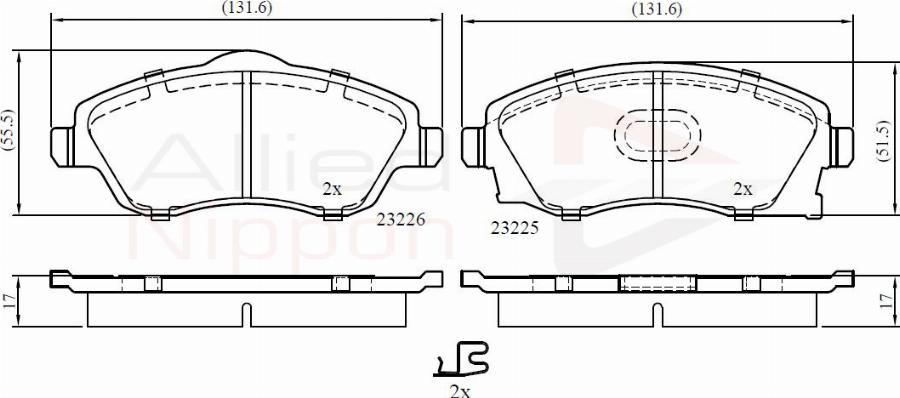 ALLIED NIPPON ADB31112 - Brake Pad Set, disc brake car-mod.net