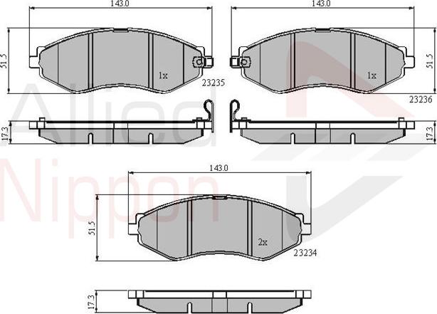 ALLIED NIPPON ADB31188 - Brake Pad Set, disc brake car-mod.net