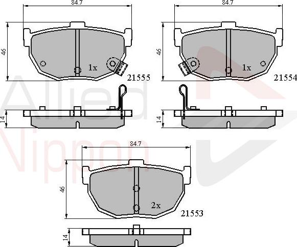 ALLIED NIPPON ADB3805 - Brake Pad Set, disc brake car-mod.net