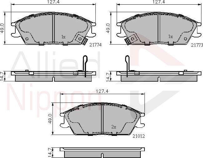 ALLIED NIPPON ADB3253 - Brake Pad Set, disc brake car-mod.net