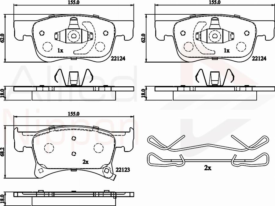ALLIED NIPPON ADB32300 - Brake Pad Set, disc brake car-mod.net