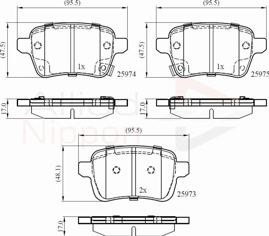 ALLIED NIPPON ADB32299 - Brake Pad Set, disc brake car-mod.net